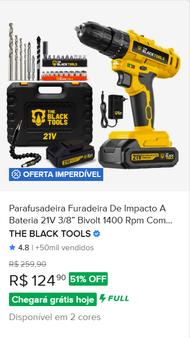 Parafusadeira amarela com kit de acessórios